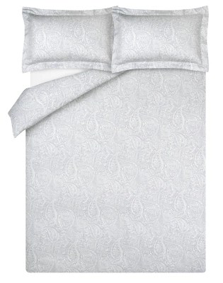 Luxury 100 Cotton Grey Damask Duvet Cover Home & Garden at ASDA