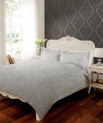 Luxury 100 Cotton Grey Damask Duvet Cover Home & Garden at ASDA