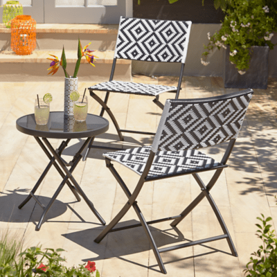 Miami 3 Piece Bistro Monochrome Home & Garden at ASDA