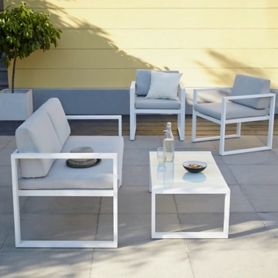 4 Piece Sofa Set White and Grey Home & Garden at ASDA