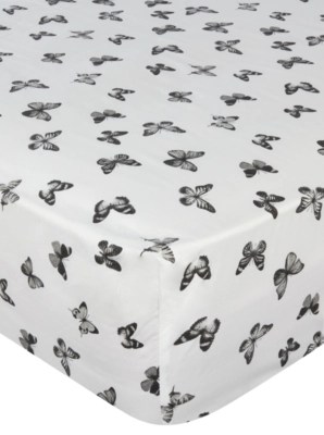 100 Cotton Butterfly Print Fitted Sheet Home & Garden at ASDA