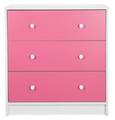 Colour Block 3drawer Chest of Drawers Pink Furniture