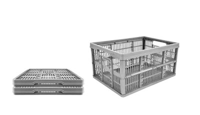 Home Silver 32L Fold Flat Crates Pack of 2 Home & Garden
