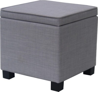 Square Storage Footstool Light Grey Furniture