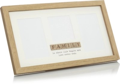 Natural Light Wood Family Scrabble Multi Aperture Frame Home