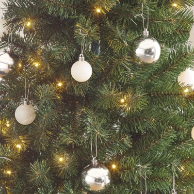 5ft PopUp PreLit LED Christmas Tree Silver and White Baubles