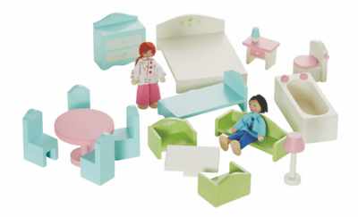 Home Wooden LightUp Dolls House & Furniture Set Toys