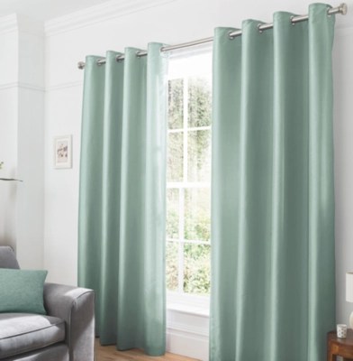 Duck Egg Faux Silk Curtains Home