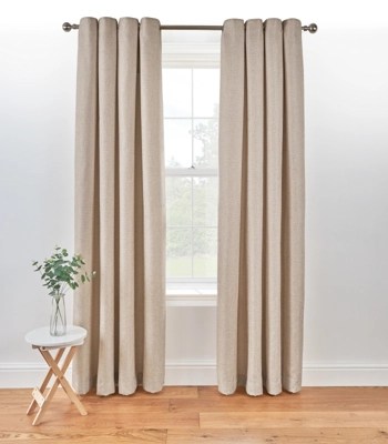 Natural Textured Weave Lined Curtains Home at ASDA