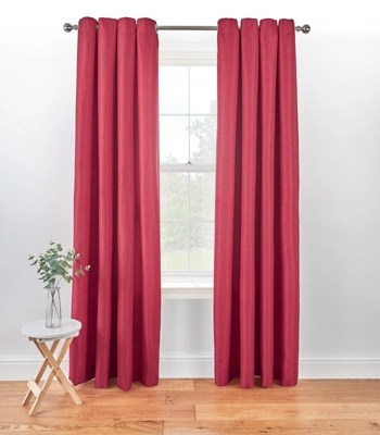 Textured Weave Eyelet Curtains Red Home