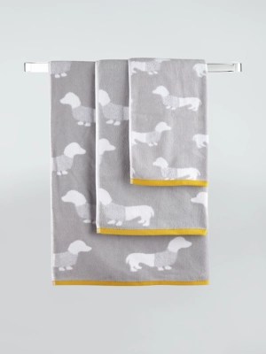 Grey Sausage Dog Cotton Towel Range Home at ASDA