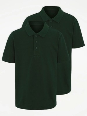 Bottle Green School Polo Shirt 2 Pack School at ASDA
