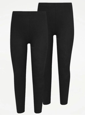 Girls Black School Leggings 2 Pack School at ASDA