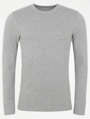 Grey Thermal Base Layer Crew Neck Long Sleeve Top Men at ASDA