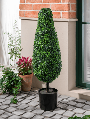 Green Artificial Boxwood Tower Tree Outdoor & Garden at ASDA