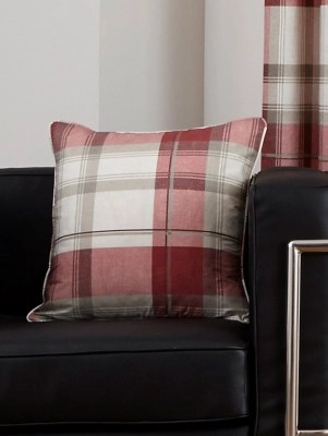 Red & White Fusion Balmoral Check Filled Cushion Home at ASDA