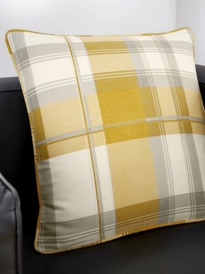 Ochre Fusion Balmoral Check Filled Cushion Home at ASDA