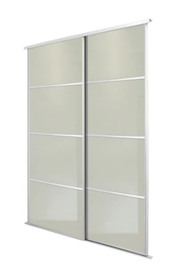 Silver Frame White Glass 4 Panel Sliding Wardrobe Doors Wardrobes