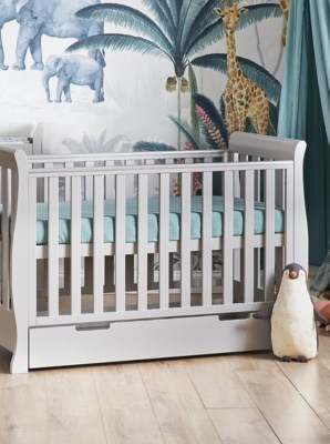 Obaby Stamford Mini Sleigh Cot Bed Warm Grey Home at ASDA