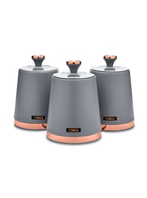 Tower Cavaletto Set of 3 Canisters Grey Home at ASDA