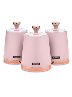 Tower Cavaletto Set of 3 Canisters Pink Home at ASDA