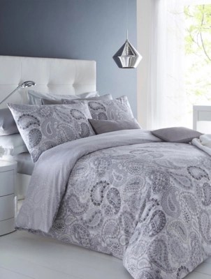 Sleepdown Paisley Duvet Set in Grey Home at ASDA