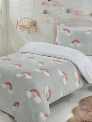 Sleepdown Glow In The Dark Rainbow Fleece Duvet Set Double Home