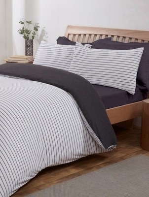 Sleepdown Jersey Melange Stripe Duvet Set in Grey Home at ASDA