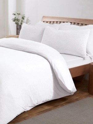 Sleepdown Jersey Duvet Set in White Home at ASDA