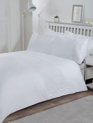 Sleepdown Lace Border Duvet Set White Home at ASDA