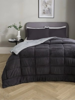 Sleepdown Reversible Teddy Fleece Bedspread Home at ASDA