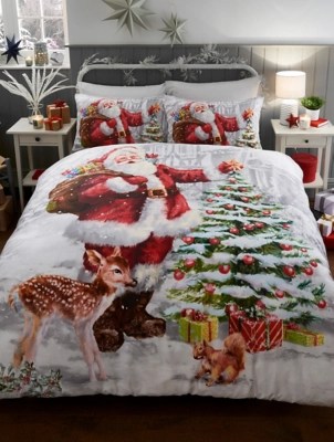Sleepdown Illustrated Father Christmas Duvet Set Home at ASDA
