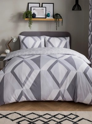 Sleepdown Large Diamond Geo Duvet Set in Grey Home at ASDA