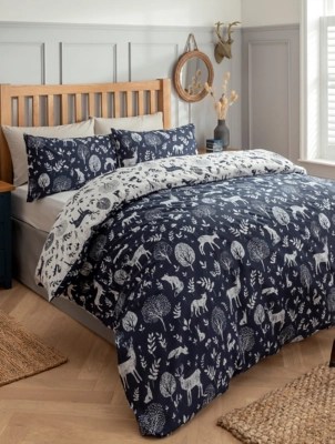 Sleepdown Woodland Animals Duvet Set in Navy Home at ASDA