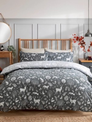 Sleepdown Woodland Animals Duvet Set in Grey Home at ASDA
