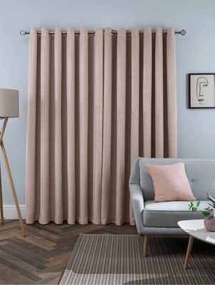 Sleepdown Linen Look Blackout Curtains in Blush Home at ASDA