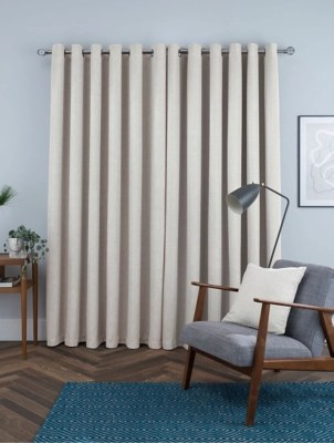 Sleepdown Linen Look Blackout Curtains in Cream Home at ASDA