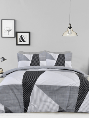 Sleepdown Spliced Geo Duvet Set in Monochrome Home at ASDA