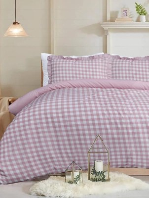 Sleepdown Gingham Ruffle Duvet Set Home at ASDA