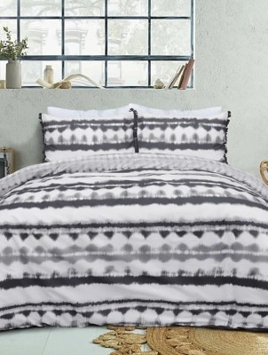 Sleepdown Tie Dye Tassel Trim Duvet Set in Monochrome Home