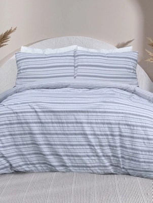 Sleepdown Stripe Seersucker Duvet Set in Grey Home at ASDA