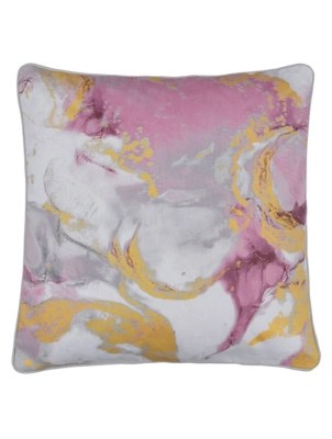 Sleepdown Pink Metallic Marble Print Cushion Home at ASDA