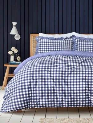 Sleepdown Gingham Ruffle Duvet Set Home at ASDA