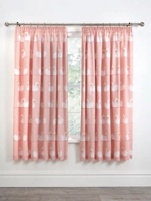 Bedlam Swans Pink Kids Bedroom Curtains Home at ASDA