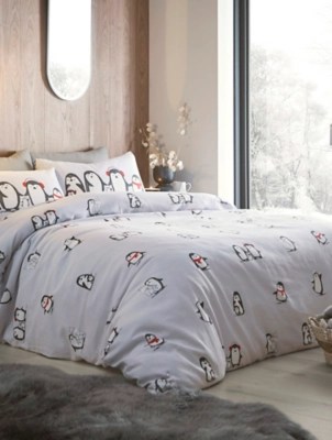 Fusion Christmas Snowy Penguin 100 Cotton Single Duvet Cover Set