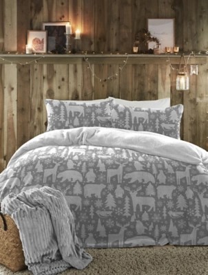 Fusion Christmas Artic Animals Cosy Plush Duvet Cover Set Home