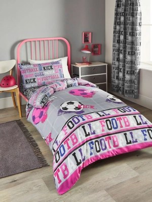 Bedlam Football Themed Pink Duvet Cover Set Home at ASDA