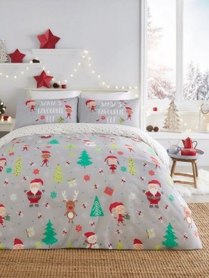 Christmas Elf and Santa Reversible Duvet Cover Set Home at ASDA