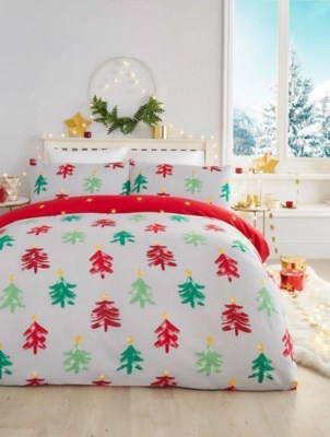 Fusion Christmas Festive Trees 100 Brushed Cotton Duvet Cover Set Home at ASDA