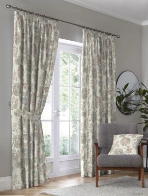 Dreams & Drapes Indira 100 Cotton Natural Coral Print Pencil Pleat